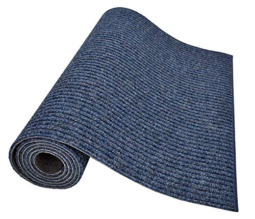 Tough Collection Custom Size Roll Runner Blue 27 in or 36 in Wide x Your Length Choice Slip Resistant Rubber Back Area Rugs and Runners (Blue, 36 in x 12 ft)