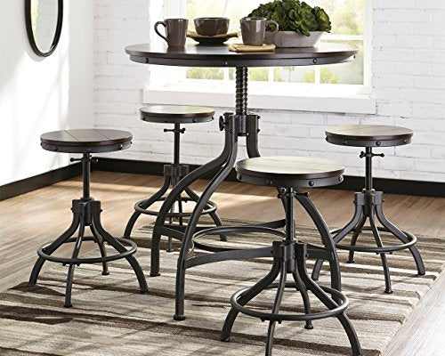 Ashley Furniture Signature Design - Odium Counter Height Dining Room Table and Bar Stools (Set of 5) - Brown