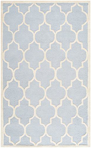 Safavieh Cambridge Collection CAM134A Handmade Moroccan Wool Area Rug, 8' x 10', Light Blue/Ivory