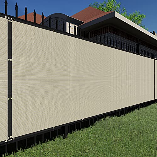 TANG Sunshades Depot 5' x 85' FT Beige Tan Privacy Fence Screen Temporary Fence Screen 150 GSM Heavy Duty Windscreen Fence Netting Fence Cover 88% Privacy Blockage Excellent Airflow 3 Years Warranty