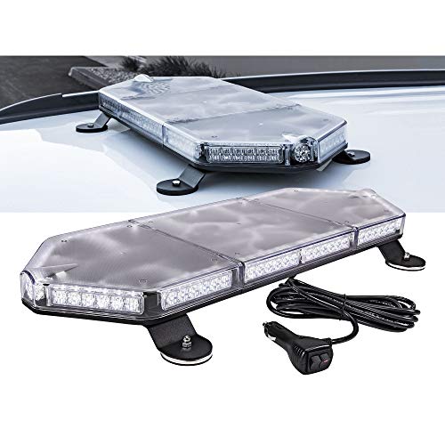 LAMPHUS NanoFlare NFMB80 26" 80W White LED Strobe Mini Light Bar [SAE Class 1] [63 Flash Modes] [12ft Cord] [Magnet or Permanent] Clear Flashing Emergency Warning Light Bar for Truck Vehicles