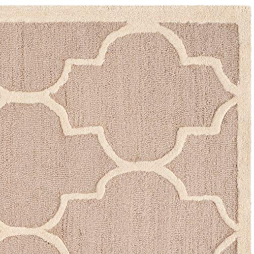 Safavieh Cambridge Collection CAM134J Handmade Moroccan Wool Area Rug, 8' x 8' Square, Beige/Ivory