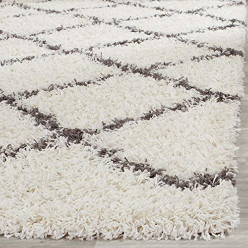 SAFAVIEH Dallas Shag Collection SGD258H Trellis Non-Shedding Living Room Bedroom Dining Room Entryway Plush 1.5-inch Thick Area Rug, 8' x 10', Ivory / Dark Grey