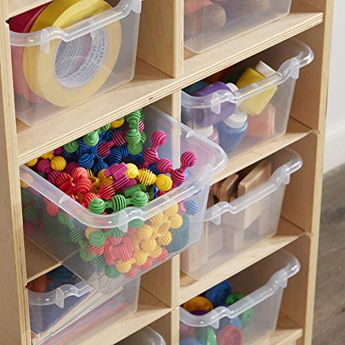 ECR4Kids Birch 10 Cubby Tray Cabinet W/ Scoop Front Bins Kids Toy Storage Organizer Hardwood For School Supplies