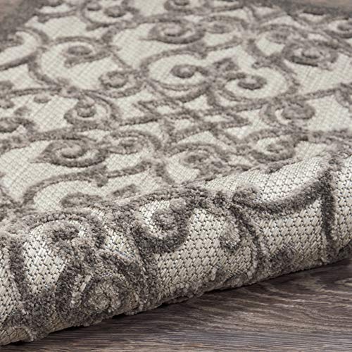 Nourison Aloha Beach Contemporary Grey/Charcoal Area Rug (8' x 11'), 7'10"X10'6",