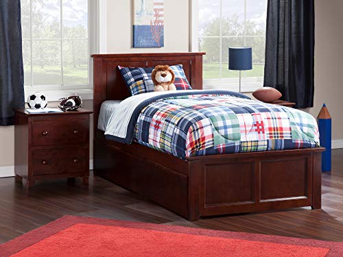 Atlantic Furniture Madison Platform Matching Foot Board and 2 Urban Bed Drawers, Twin XL, Walnut