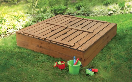 Covered Convertible Cedar Sandbox with Two Bench Seats, 09988