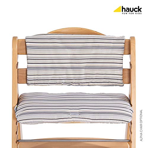 Hauck Alpha Wooden Height Adjustable Chair Bundle w/Seatpad, Natural Wood, Modern Design & Comfortable Feeding Chair. Compatible with Hauck Alpha Bouncer