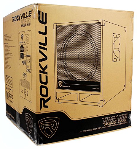 (2) Rockville RPG12 12" Powered PA Speakers+Active 15" Subwoofer+Stands+Cables