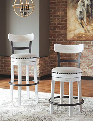 Signature Design by Ashley Valebeck 24" Modern Swivel Counter Height Barstool, Whitewash