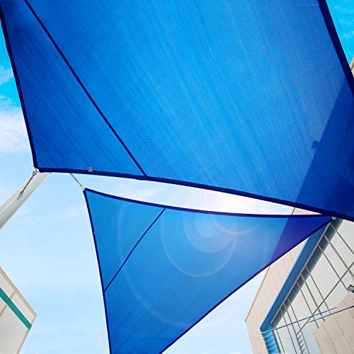 Windscreen4less 14' x 14' x 19.8' Sun Shade Sail Triangle Canopy in Ice Blue with Commercial Grade Customized Size