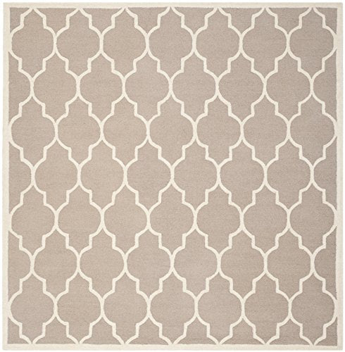 Safavieh Cambridge Collection CAM134J Handmade Moroccan Wool Area Rug, 8' x 8' Square, Beige/Ivory