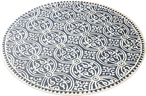 Safavieh Cambridge Collection CAM123G Handmade Moroccan Wool Area Rug, 9' x 9' Round, Navy Blue/Ivory