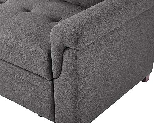 Lilola Home Lucca Linen Reversible Sleeper Sectional Sofa Steel Gray