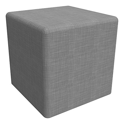 Learniture Gray Crosshatch Shapes Series II Structured Vinyl Soft Seating with Durable Frame-Square Stool 18" H Height