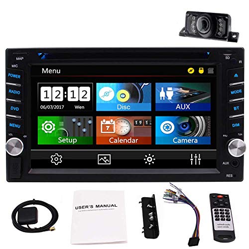 2 Din Car Stereo with Touch Screen Bluetooth Car Radio in Dash Headunit DVD CD Player Double Din Car Radio Receiver with GPS Map Card/Backup Camera/AM FM RDS/Steering Wheel Control/Remote Control/USB