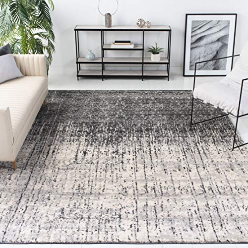 SAFAVIEH Retro Collection RET2770 Modern Abstract Non-Shedding Living Room Bedroom Dining Home Office Area Rug, 6' x 9', Black / Light Grey