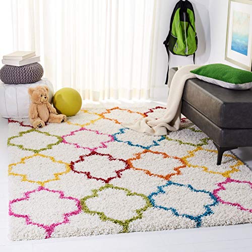 Safavieh Kids Shag Collection SGK569A Ivory and Multi Area Rug (8'6" x 12')