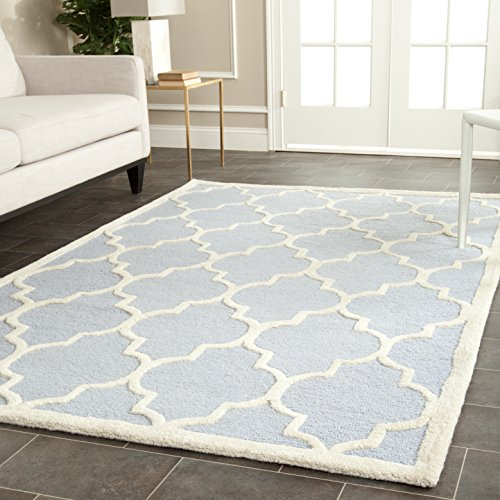 Safavieh Cambridge Collection CAM134A Handmade Moroccan Wool Area Rug, 8' x 10', Light Blue/Ivory