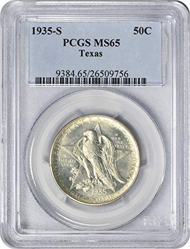 Texas Commemorative Silver Half Dollar 1935-S, MS65, PCGS