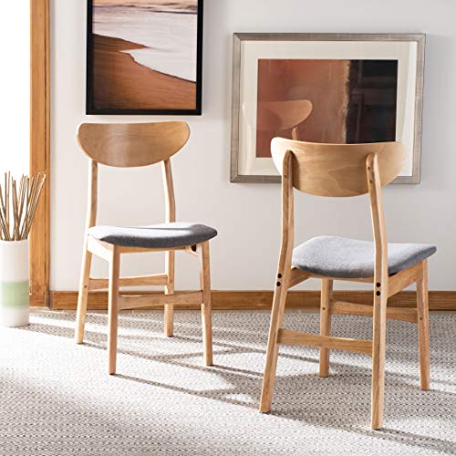 Safavieh Home Lucca Retro Natural and Grey Cushion Dining Chair, Set of 2