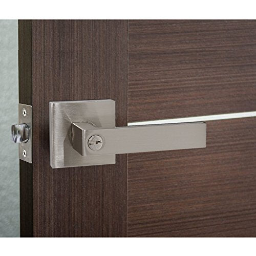 10 Pack Probrico Square Door Lever Privacy Door Lock Handleset Keyless Lockset Door Knobs Storage Room Bathroom Set No Key in Satin Nickel