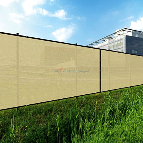 TANG Sunshades Depot 5' x 85' FT Beige Tan Privacy Fence Screen Temporary Fence Screen 150 GSM Heavy Duty Windscreen Fence Netting Fence Cover 88% Privacy Blockage Excellent Airflow 3 Years Warranty