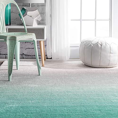 nuLOOM Ariel Ombre Shag Rug, 8' Square, Turquoise