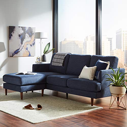 Rivet Goodwin Modern Sectional Sofa, 88.6"W, Navy Blue