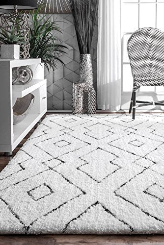 nuLOOM Lauren Lattice Shag Rug, 6' x 9', White