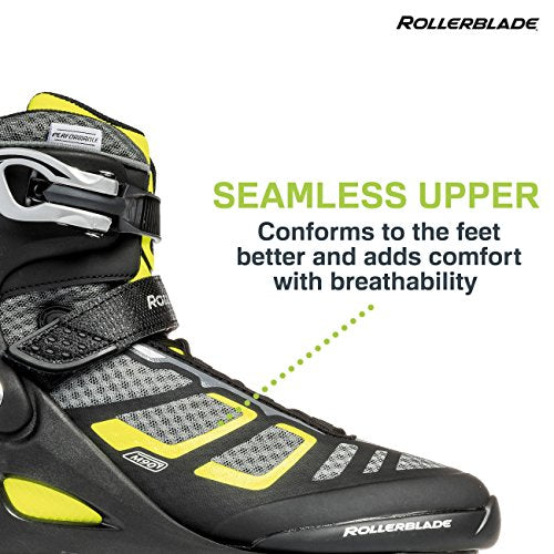 Rollerblade Macroblade 90 Alu Men's Adult Fitness Inline Skate, Black and Lime, High Performance Inline Skates