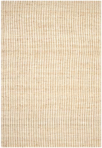 Safavieh Natural Fiber Collection NF734A Handmade Farmhouse Stripe Premium Jute Area Rug, 5' x 8', Ivory