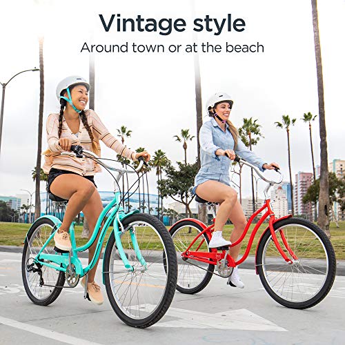 Schwinn Mikko Adult Beach Cruiser Bike, Featuring 17-Inch/Medium Steel Step-Over Frames, 3-Speed Drivetrains, Teal