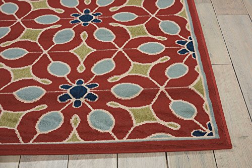 Nourison CRB05 Caribbean Indoor Outdoor Area Rug, 7'10" x 10'6", Rust Red