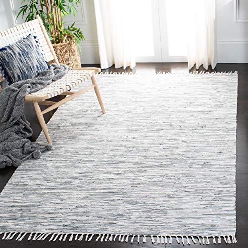 Safavieh Montauk Collection MTK753A Handmade Flatweave Silver Cotton Area Rug (10' x 14')