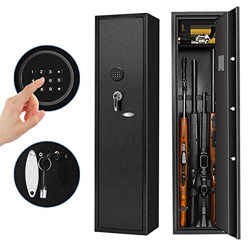 Large Rifle Safe, Pataku Long Gun Safes for Rifle Shotgun for Home Quick Access 4-Gun Storage Cabinet with Digital Keypad and Removable Shelf for Handgun/Ammo(Metal Steel Frame)