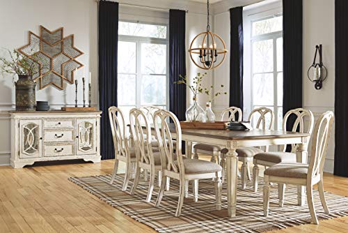 Signature Design by Ashley Realyn French Country Dining Extension Table, Seats up to 8, Chipped White