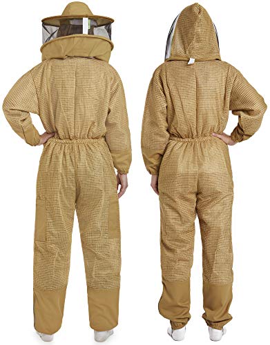 NATURAL APIARY - Zephyros Protect - Ventilated Beekeeping Suit – Total Protection for Professionals and Beginners - X Large - Khaki