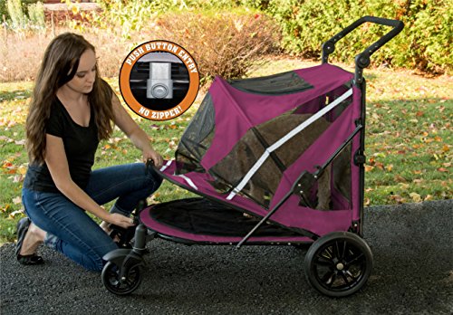 Pet Gear NO-ZIP Stroller Push Button Dual Entry Single Or Multiple Dogs/Cats Can Easily Walk In/Out No Need To Lift Boysenberry Expedition