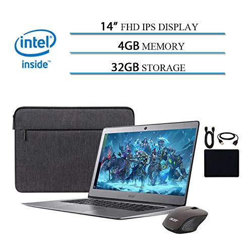 2019 Chromebook 14inch Business Laptop, Intel Celeron N3160 Quad-Core  4GB RAM, 32GB SSD Grey with Accessories