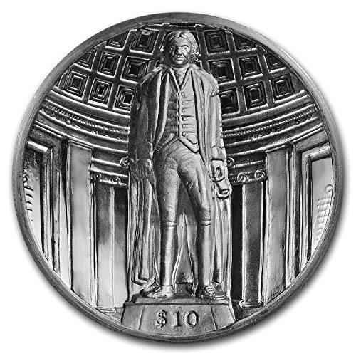 2018 VG BVI Silver 2 oz UHR Dished $10 Thomas Jefferson Proof Silver Brilliant Uncirculated