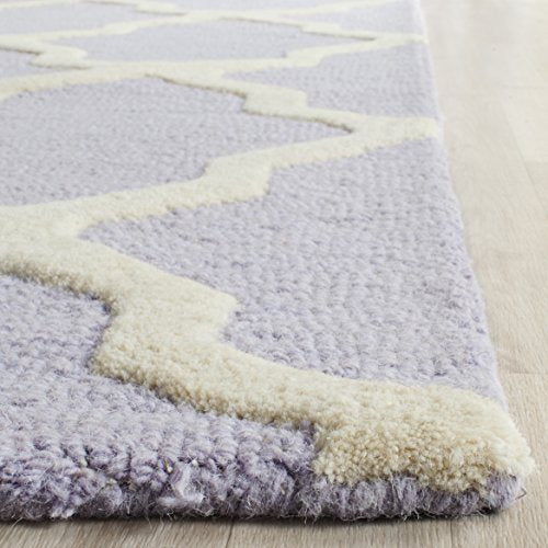 Safavieh Cambridge Collection CAM121C Handmade Trellis Premium Wool Area Rug, 6' x 6' Square, Lavender / Ivory