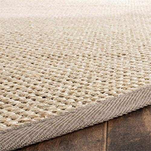 Safavieh Natural Fiber Collection NF143E Border Sisal Area Rug, 6' x 6' Square, Marble / Khaki