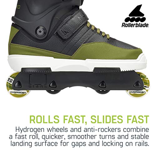 Rollerblade NJ Pro Unisex Adult Street Inline Skate, Black and Army Green, Premium Inline Skates