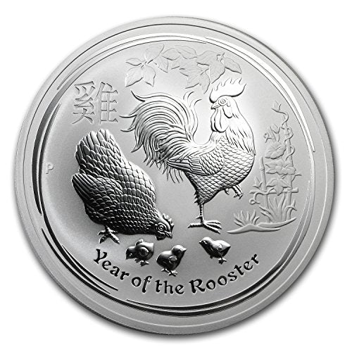2017 AU Australia 10 oz Silver Lunar Rooster BU Silver Brilliant Uncirculated