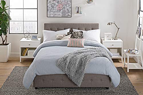 DHP Cambridge Bed with Storage, Queen Size Frame, Upholstered, Gray Velvet