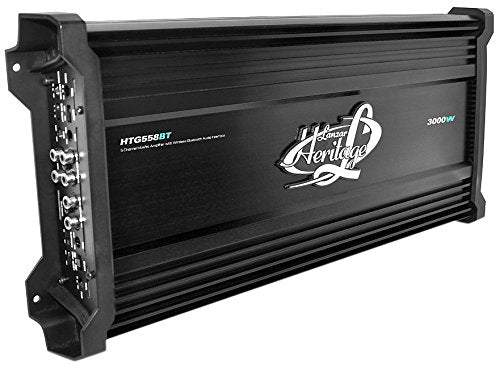 Lanzar Amplifier Car Audio, 3,000 Watt, 5 Channel, 2 Ohm, Bridgeable 4 Ohm, MOSFET, RCA Input, Bass Boost, Mobile Audio, Amplifier for Car Speakers, Car Electronics, Wireless Bluetooth (HTG558BT)