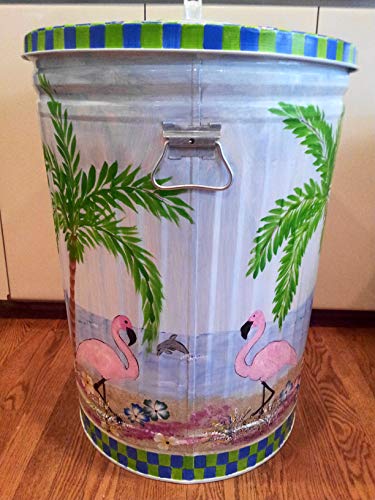 20 Gallon Hand Painted Galvanized Trash Can
