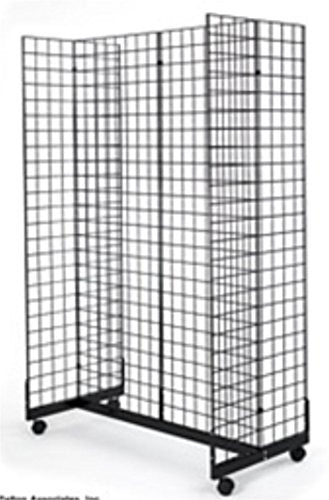 2' x 6' Grid Panel Floorstanding Display Fixture with Gondola Base. Matte Black