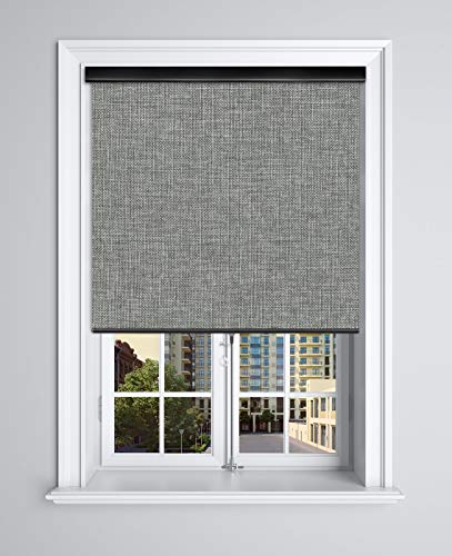 Springblinds 100% Blackout Roller Shade, 66" Wx72 H Dark Grey, Slow Rise Spring Cordless System Child Safety Polyester Blind, Custom Size, Aluminum Valance Shades Made in USA